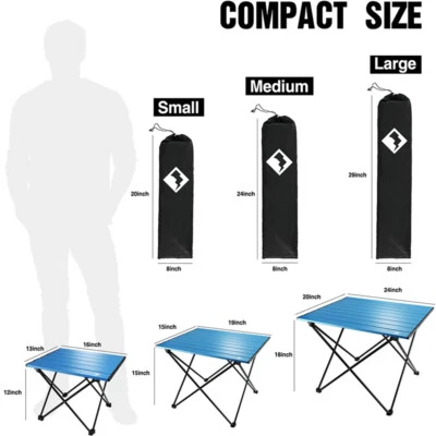 VILLEY  19''/24" Folding Beach Table Portable Camping Side Table Aluminum w/Bag - Image 1 of 4