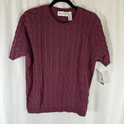 New Alfred Dunner Short Sleeve Sweater Women's Large Knit Plum Acrylic Round - Image 1 of 4