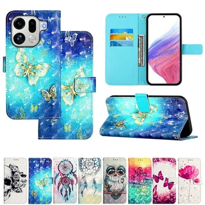 Case For Oppo Find X9 Find X9 Pro 5G 3D Pattern Leather wallet flip back case - Image 1 of 4