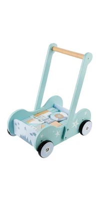 PLAYTIVE® Holz-Schiebewagen »Nordic« blau inkl. 30 Holzbausteinen