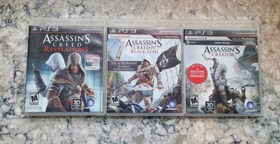 Assassin's Creed PS3 LOT - Assasins Creed 3, Revelations, Black Flag - Tested! - Image 1 of 4