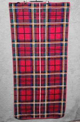 Toalla de baño Royal Velvet de Fieldcrest roja verde azul marino tartán a cuadros vintage Foto 1 de 4