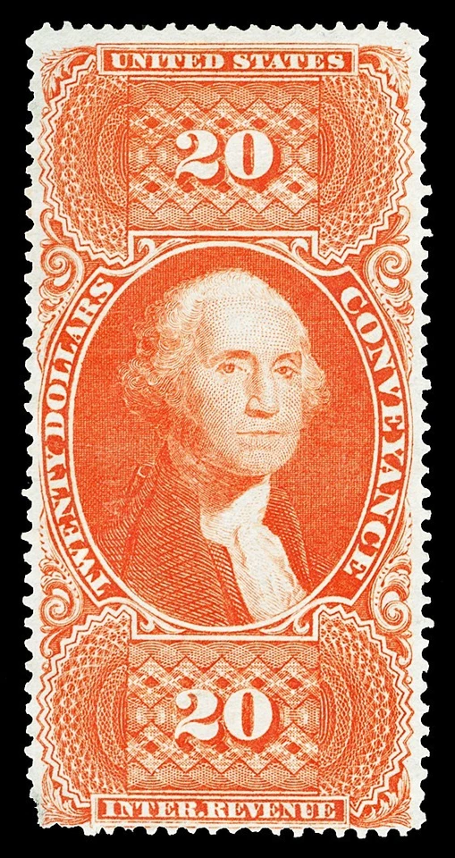 Scott R98c 1862 $20.00 Orange Conveyance Unused Fine No Gum Cat $110 - Image 1 of 1