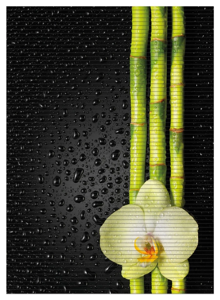 Wallario Duschmatte Bad Teppich Vorleger Grüne Orchidee Bambus schwarz - Bild 1 von 1
