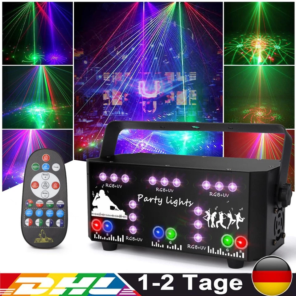 RGB Laser Projektor DMX Bühnenlicht Strobe Beam Disco Lichteffekt Fernbedienung - Bild 1 von 4