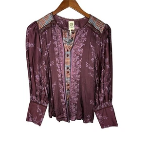 Anthropologie Tiny button down blouse size xs but oversized boho floral - Picture 1 of 7