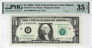 1988A $1 Federal Reserve WEB *STAR note--fr.1917-F* (Atlanta) PMG VF 35 EPQ - Picture 1 of 6