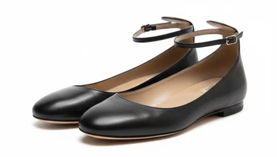 Valentino Garavani Tacones de Cuero Negro 38 Correa de Tobillo Puntera Cuadrada Bloque Diseñador Foto 1 de 4