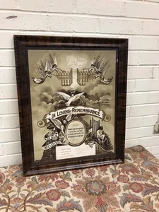 ANTIQUE VTG FRAMED IN LOVING REMEMBRANCE CERTIFICATE WITH BIRTH DATE OF 1864 - Picture 1 of 12