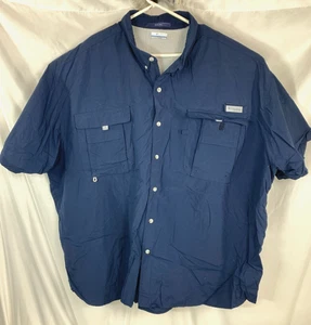 Camisa Columbia Hombre 5XL Manga Corta Azul Bahama Omni Tono PFG - Imagen 1 de 6