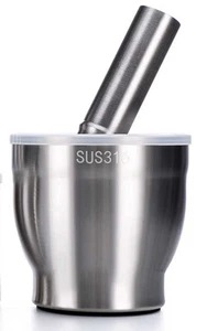 High-Quality Stainless Steel Mortar and Pestle Quiet Grinding 100×100–145×135mm - Picture 1 of 6