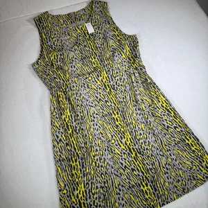 GAP New Animal Print Sleeveless Sheath Dress Yellow Gray Black Plus Size 16 - Picture 1 of 9