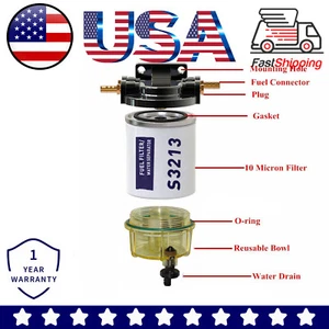 S3213 Boat Fuel Water Separator Marine For Mercury Yamaha Outboard 10 Micron - Foto 1 di 3