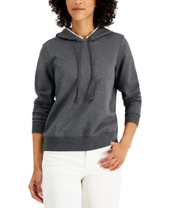 Charter Club Women's Embellished Hoodie (X-Large, Charcoal Heather) - Picture 1 of 3