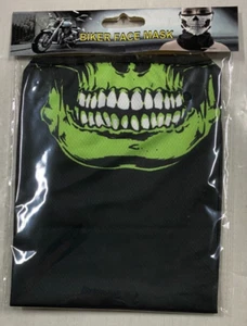 Green Skull Biker Face Mask Bandana Neck Motorcycle Bikie Bike - Picture 1 of 2