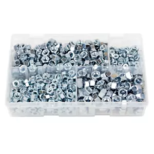 600pcs Assorted Box of Steel Nuts UNF 3/16 1/4 5/16 3/8 BZP Hexagonal Imperial - Picture 1 of 1