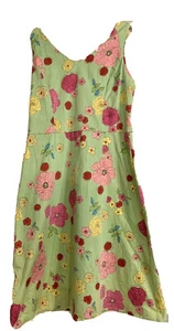 Chadwick’s Dress Women’s 14 Green Floral Sleeveless ALine Tea Party Garden Party - Picture 1 of 11