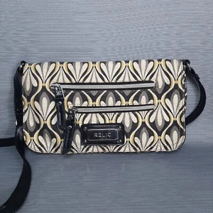 RELIC Ivory Yellow Black & Gray Medium Crossbody Bag Purse Pockets Zippers - Picture 1 of 14