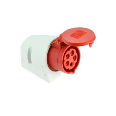 415v 32a 5 Pin Wall Mount Socket Red Garage Workshop 32 Amp Down Panel NEW - Image 1 of 4