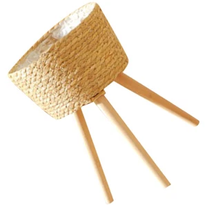 Wood Woven Plant Pot on Standing Legs Household Planter Pot Basket Wood Flower - Picture 1 of 12