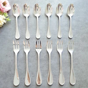 Christofle Perles 12pcs Silverplate Flatware Cake Fork Coffee Spoon Excellent - Picture 1 of 20