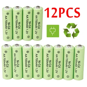 12Pack AA Rechargeable Batteries NiCd 700mAh 1.2v Garden Solar walkway Lights - Picture 1 of 9