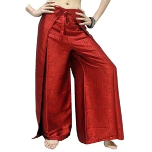 Women's Thai Silk Fisherman Palazzo Wrap Pants Hippie Sarong Harem Yoga Wide Leg - Picture 1 of 81