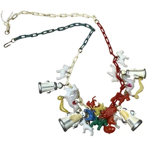 Vintage hand painted celluloid forget me not necklace Cracker Jack Gumball Prize - Picture 1 of 5