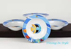 Set 4 zuppiere come nuove e superbe! Pesce Sotto il Mare Tienshan Onde Blu 2487 - Foto 1 di 5