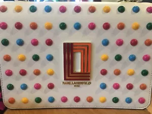 NEW! NWT KARL LAGERFELD Simone Rainbow Studded Crossbody Bag Retail $228 - Picture 1 of 6