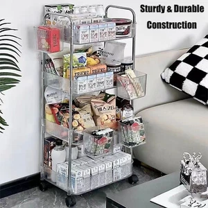 Rolling Utility Storage Trolley Cart on Wheels Craft Toy Bedroom Kitchen Storage - Picture 1 of 12
