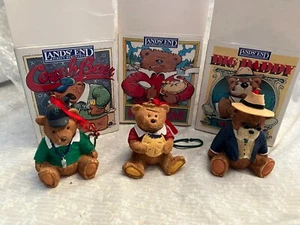 3 Lands' End bear ornaments. New. Big Daddy, Coach and Kid Kodiak. 3 in. - Picture 1 of 8
