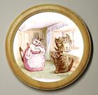 Beatrix Potter Round Wooden Framed Print Tabitha Combing Tom's Tail Illustration