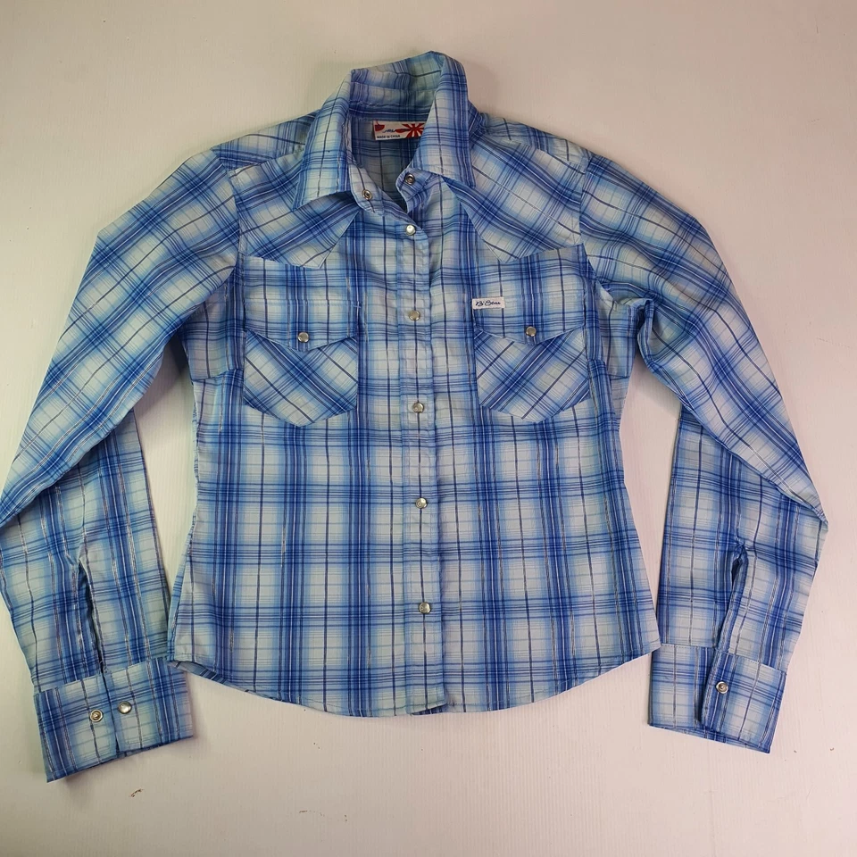 Jay Jays Womens Size XS Shirt Snap Button Plaid Check Shirt Blue Long Sleeve - image 1 of 4