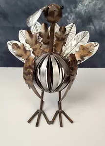 Pavo de pie de metal para vivir en el hogar contemporáneo marrón y gris 8" - Imagen 1 de 10
