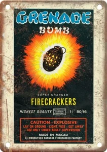Gernade Bomb Firecracker Package Art 12" x 9" Reproduction Metal Sign ZD283 - Picture 1 of 1
