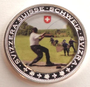 SWITZERLAND, Traditonal Swiss Sports, Hornussen UNC Medal With COA 40mm. B18 - Picture 1 of 6