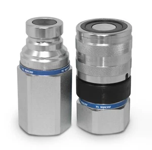 TL94 1-1/4″ NPT Thread 1” Body Flat Face Hydraulic Quick Disconnect Coupler Set  - Picture 1 of 5