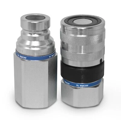 TL94 1-1/4″ NPT Thread 1” Body Flat Face Hydraulic Quick Disconnect Coupler Set  - Image 1 of 4