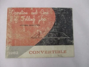 1962 GM CONVERTIBLE FOLDING TOP CAR OWNERS OPERATION MANUAL - Picture 1 of 3