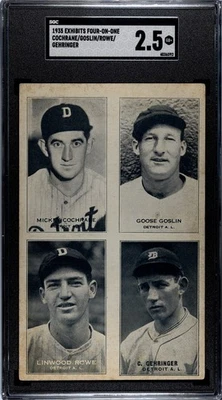1935 4-in-1 EXHIBITS Mickey COCHRANE Goose GOSLIN Charlie GEHRINGER Rowe SGC 2.5 - Image 1 of 2