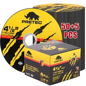 Cut Off Wheels 4-1/2", PRETEC 50+5 Pack Metal Cutting Wheel,Thin 4.5” Metal &... - Picture 1 of 6