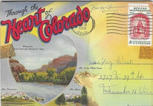 Vintage Through Heart of Colorado Postkarte Souvenir Klappordner - Bild 1 von 11