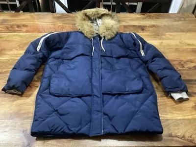 Orolay Mujer Plumón Pluma Aislante Azul Marino Parka Chaqueta Con Piel Sintética Talla L Foto 1 de 4