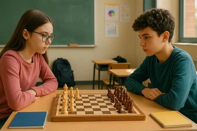 XXL 3in1 Schach Dame Backgammon Holzspiel – Faltbar Brettspiel Kinder & Reise - Bild 1 von 4