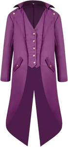 Men'S Steampunk Vintage Tailcoat Jacket Gothic Victorian Frock Coat Uniform Hall - Picture 1 of 6