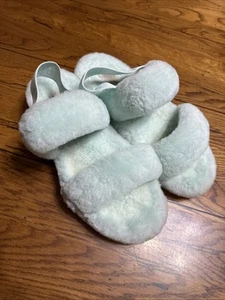 UGG Oh Yeah Slide Strap Slipper Lamb Fur Mint Green Women’s Size 9 - Picture 1 of 6