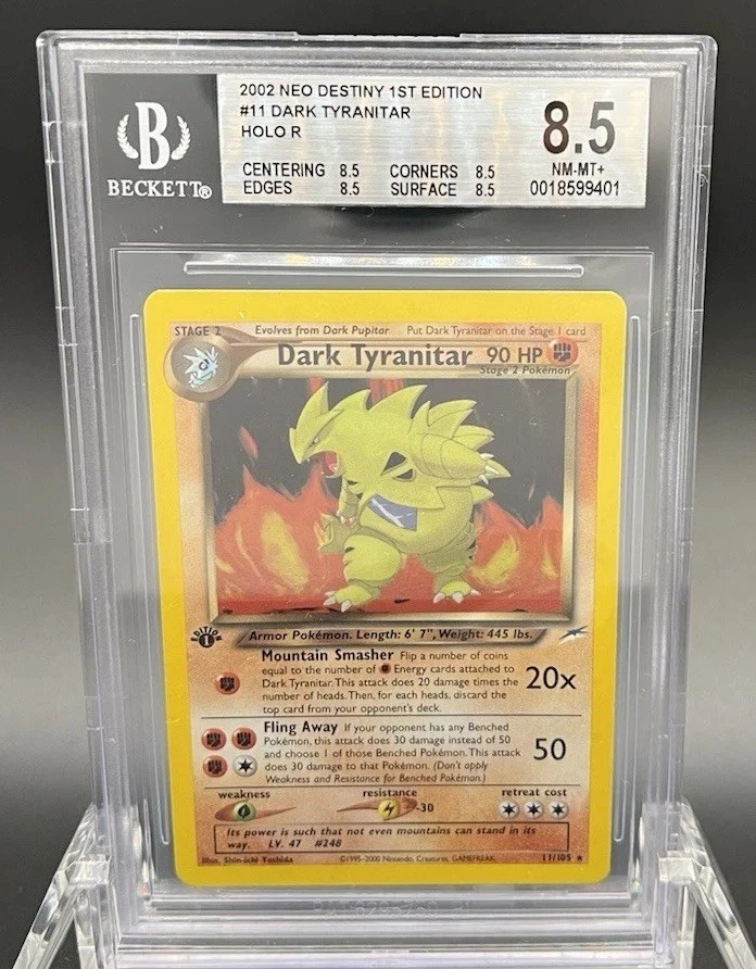 2002 Pokemon Dark Tyranitar #11 1st Edition Neo Destiny Holo BGS 8.5 NM-MT+ - Image 1 of 2