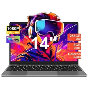 Gray Business or Gaming Laptop, Intel Celeron N4020, 6GB RAM+256 GB SSD - Picture 1 of 4