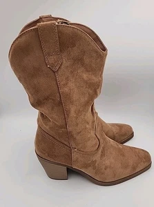 Pop Framework natürliche Wildleder Cowgirl Stiefel Größe 7,5 M brandneu - Bild 1 von 10